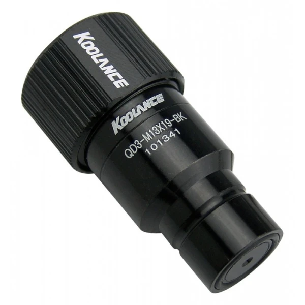 Koolance QD3-M13X19-BK Male Quick Disconnect No-Spill Coupling, Compression for 13mm x 19mm (1/2in x 3/4in) Black 