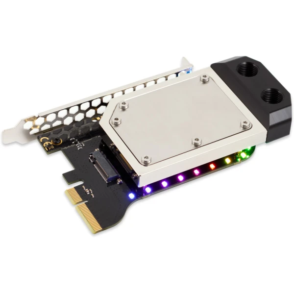 Aquacomputer kryoM.2 RGBpx PCIe 5.0/4.0/3.0 x4 adapter for M.2 PCIe SSD, M-Key with nickel plated water block