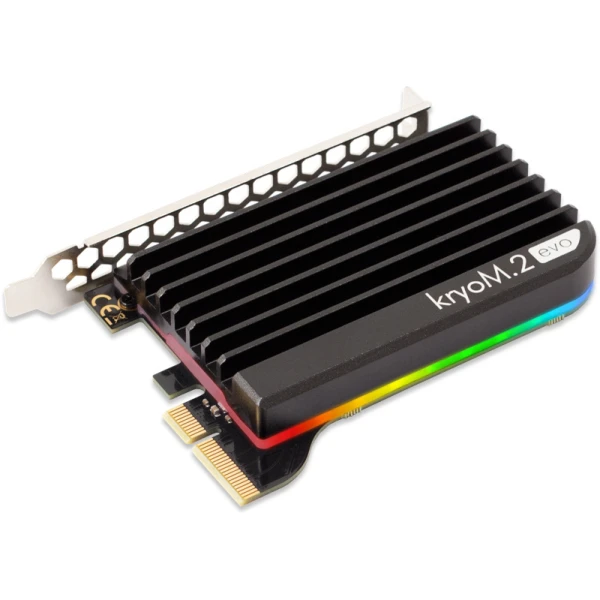 Aquacomputer kryoM.2 RGBpx PCIe 5.0/4.0/3.0 x4 adapter for M.2 PCIe SSD, M-Key with passive heatsink